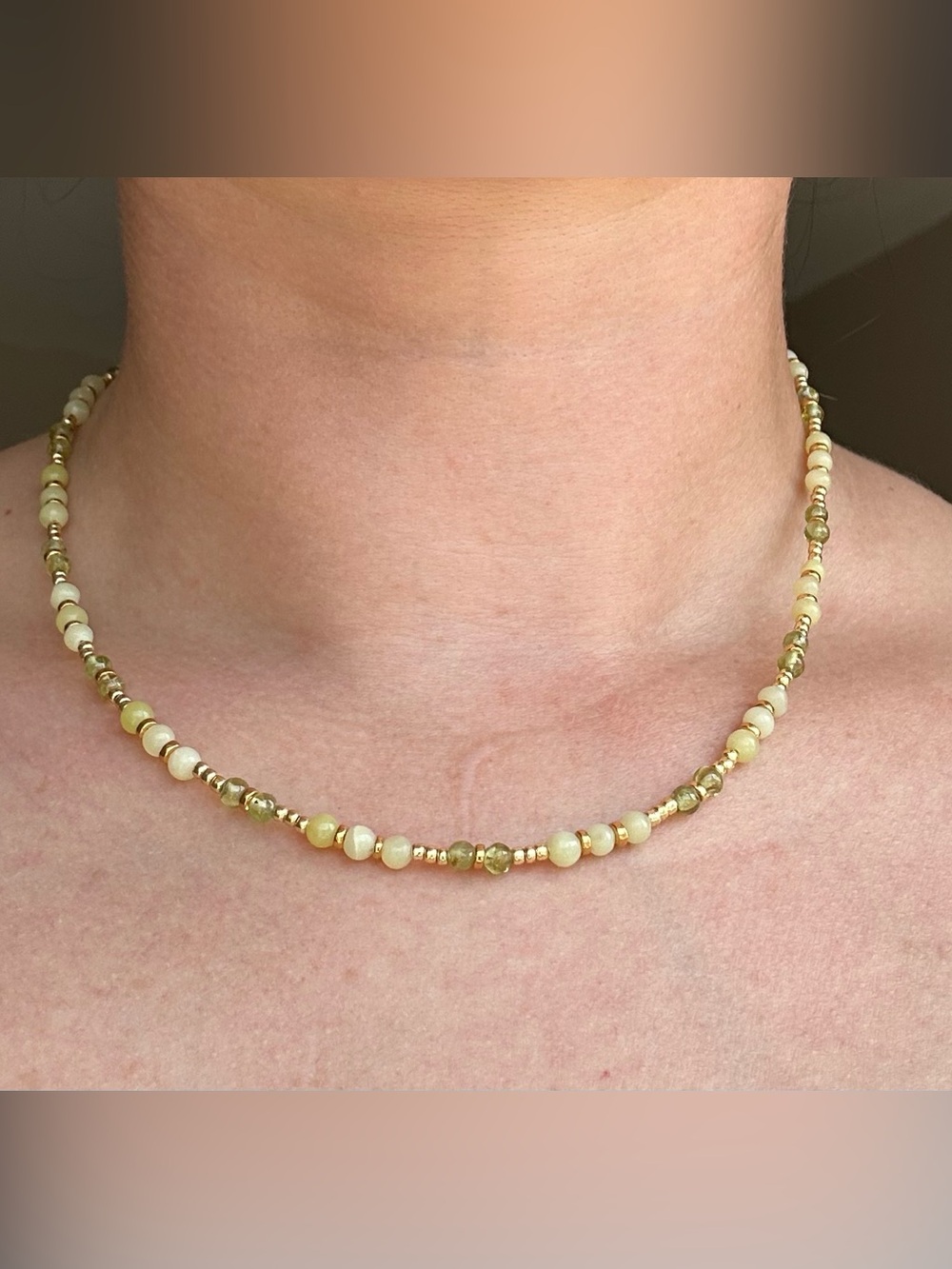 Handmade Peridot Gemstone Beaded Women’s Necklace